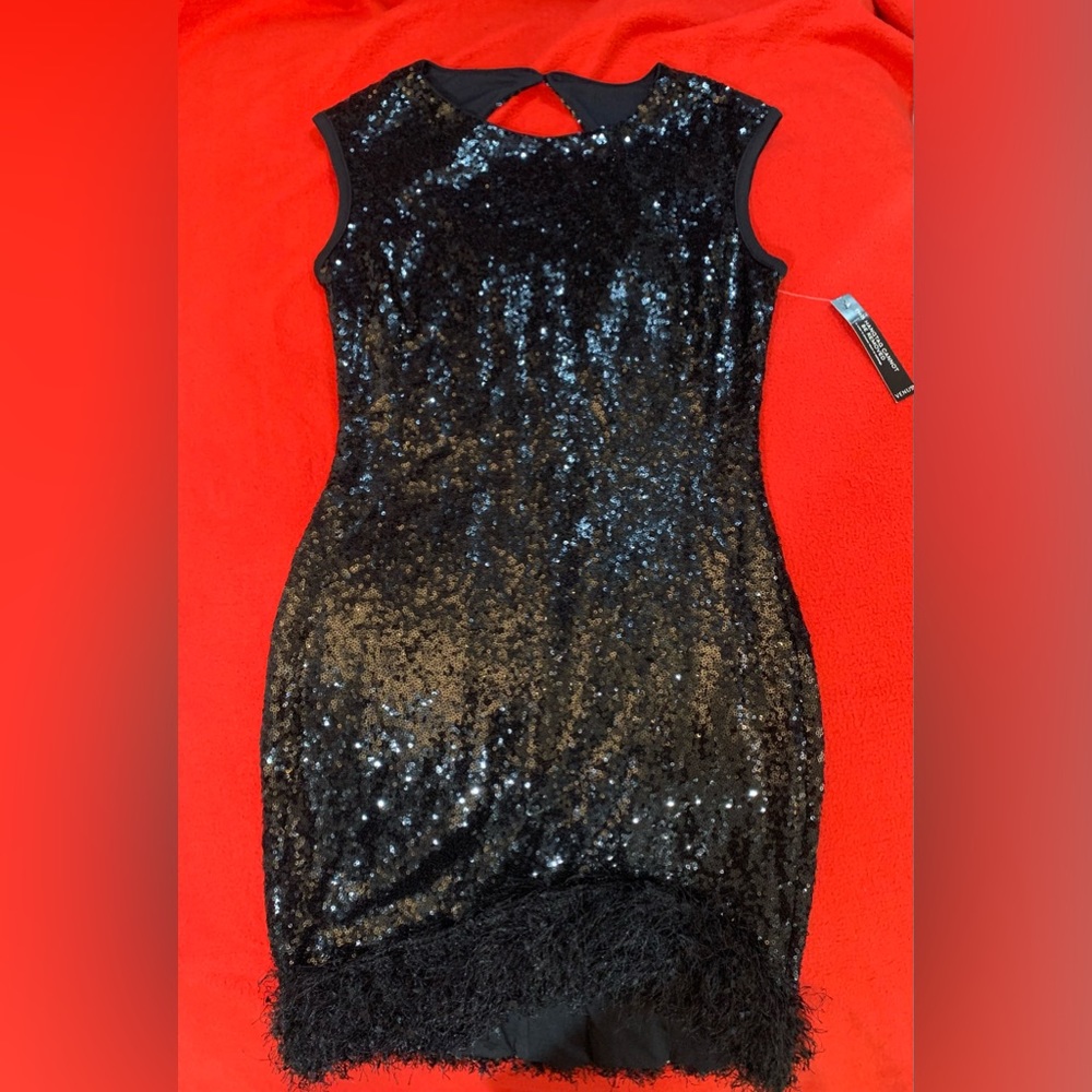 Venus Black Sequined Mini Dress